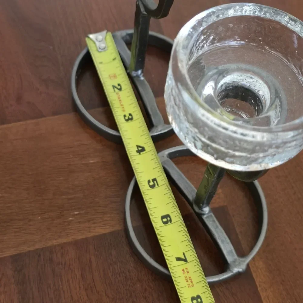 Swedish Vintage Candle Holders Wrought‎ Metal & Glass  Candlestick Holder